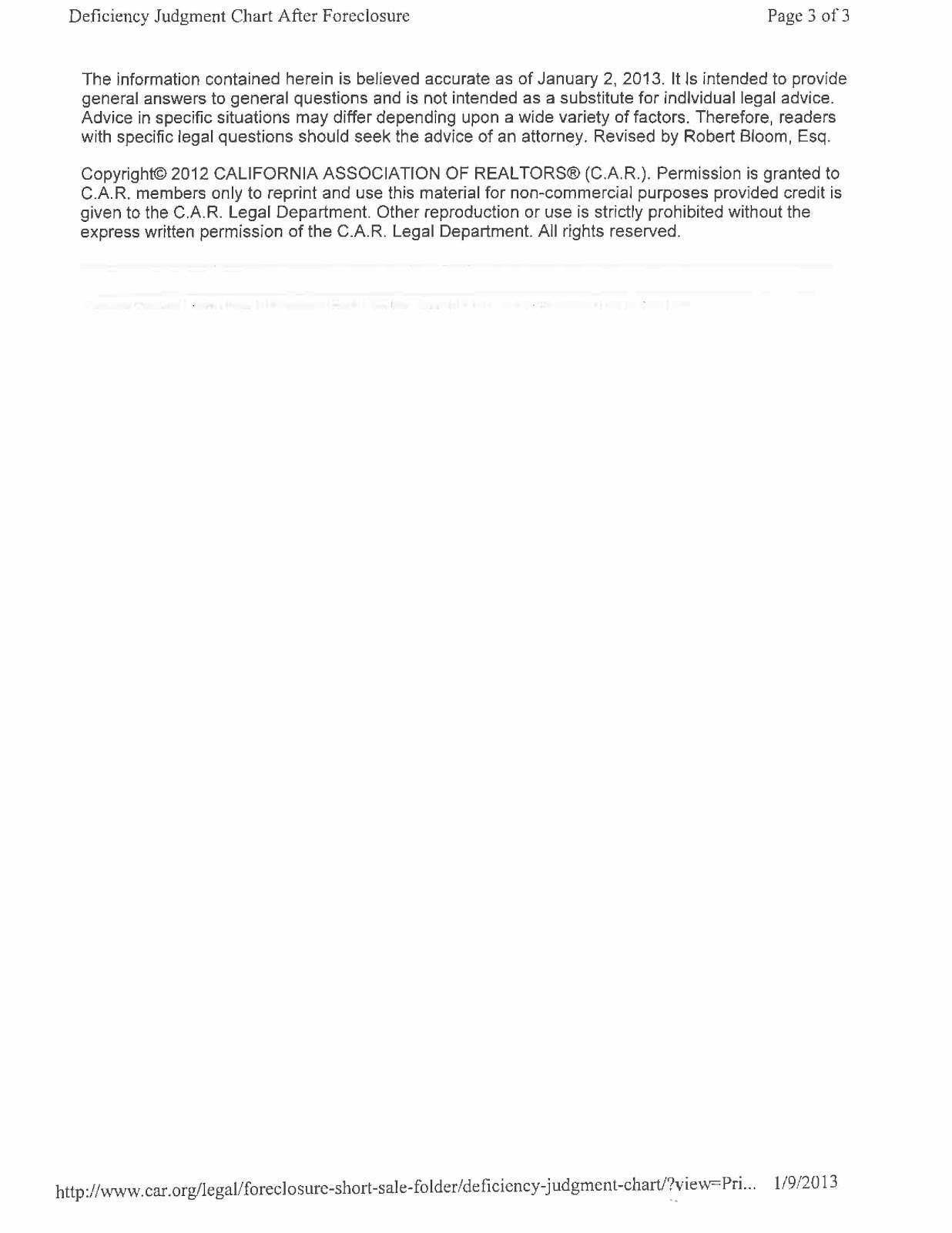 Industry / Legal Updates 2 of 3 Deficiency Judgements and California Law