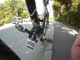 GoPro mounted on downtube