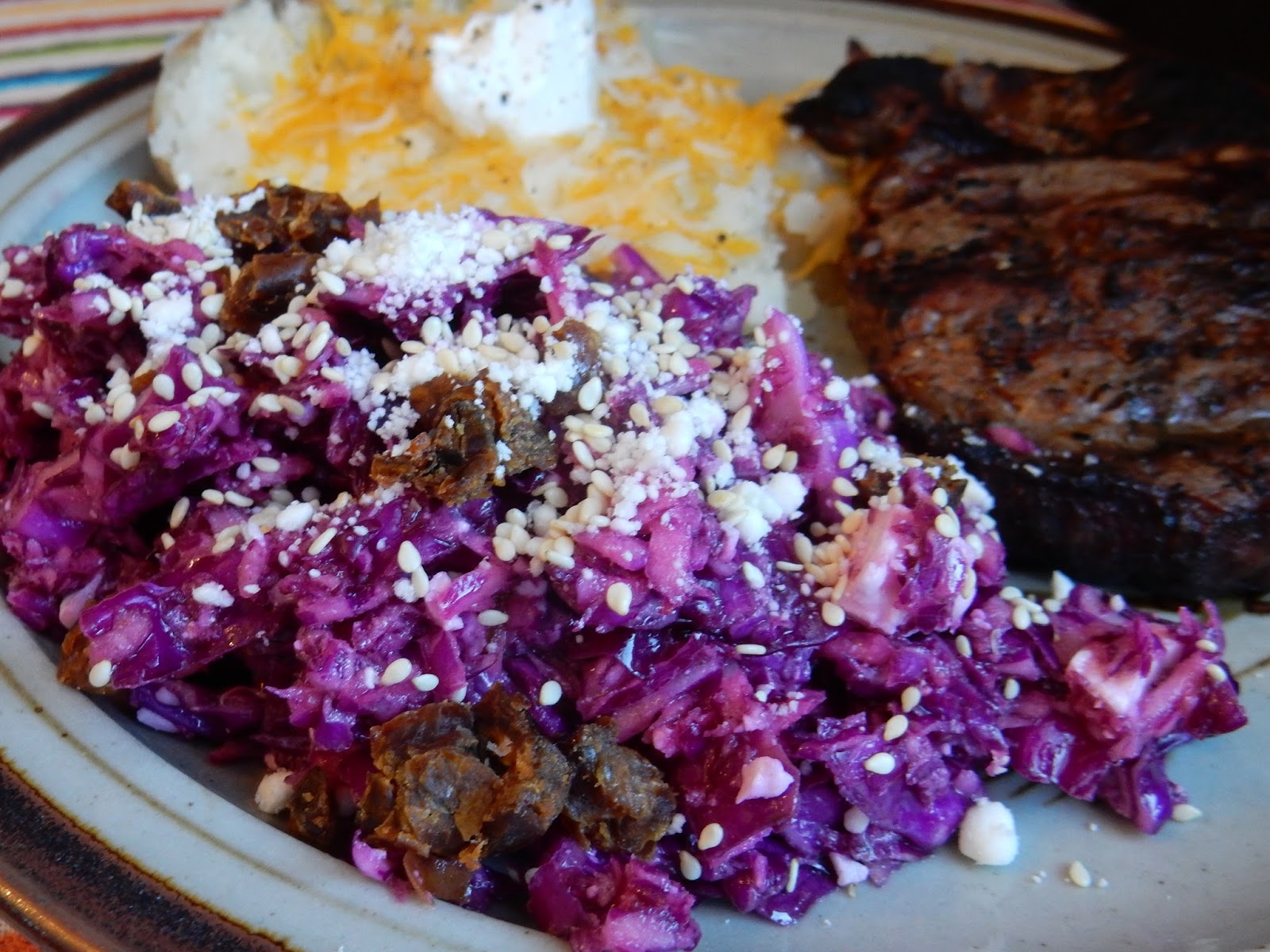 Kim's County Line Red Cabbage, Date & Feta Salad