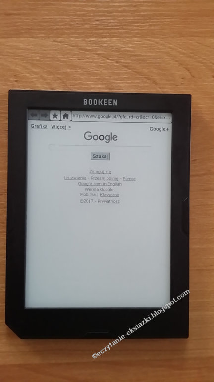 Widok strony startowej w przeglądarce internetowej w czytniku Cybook Muse Light