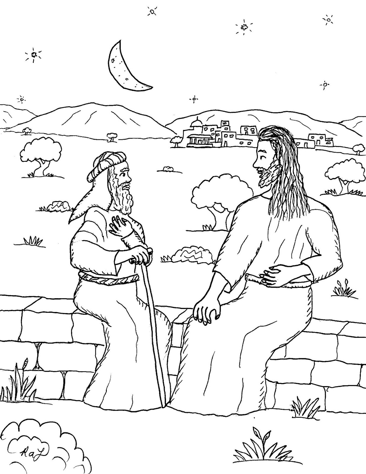 Jesus And Nicodemus Bible Coloring Pages