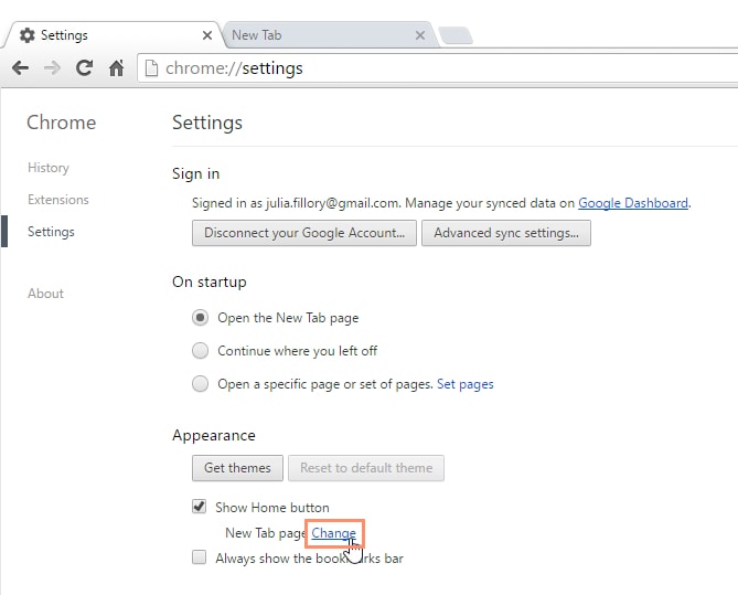 Chossing you startup options click Change