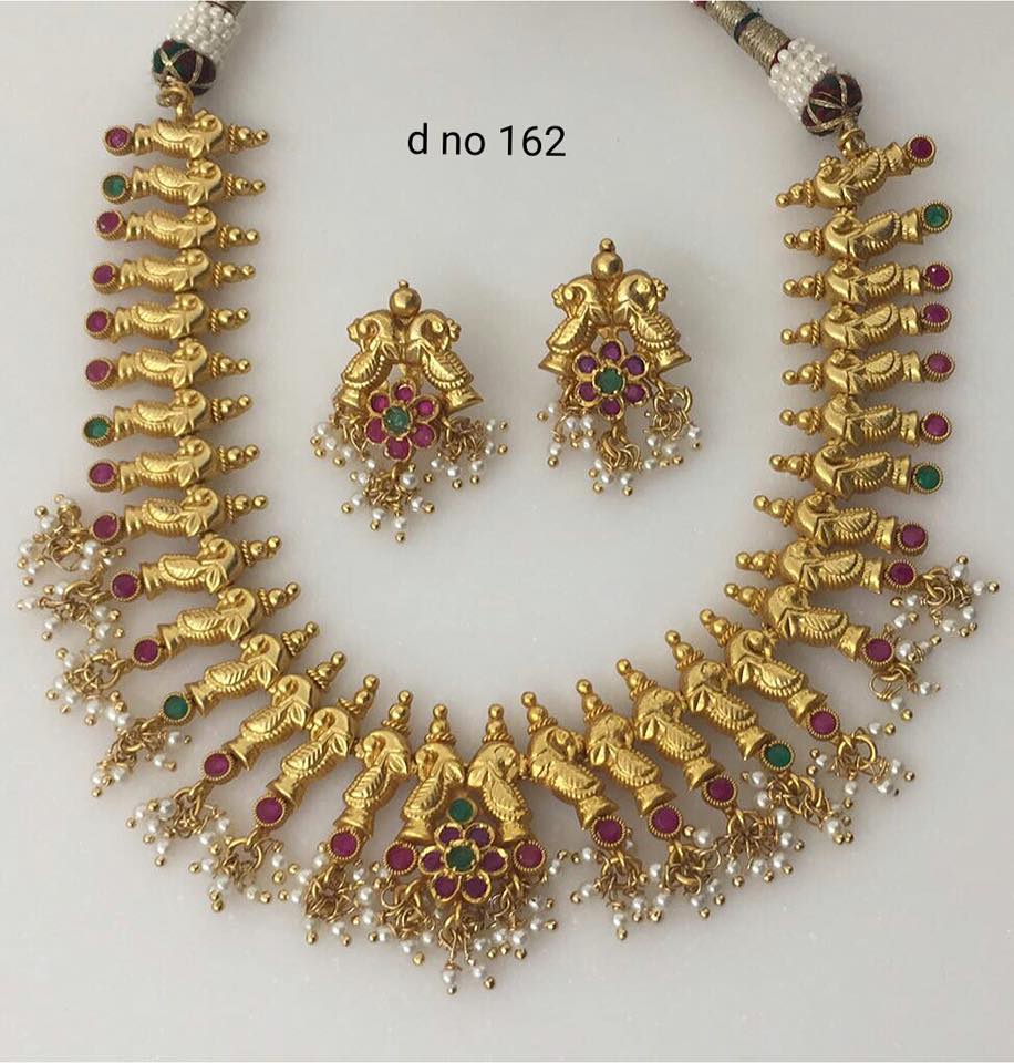 Brass Metal Gold Polish Necklaces Jewellery Designs