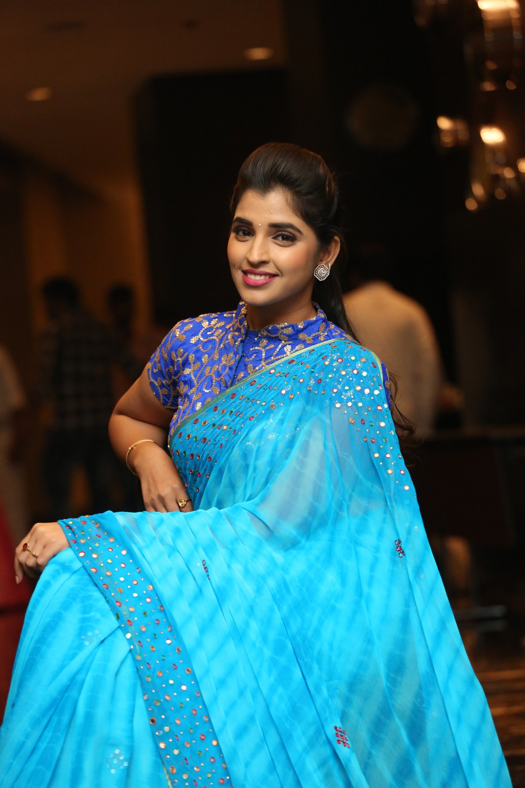 Anchor Shyamala Blue Designer Saree Stills - SET 2