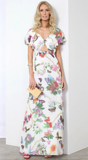 Vestido longo com recortes coleção Linda de Morrer verão 2017 Linda de Morrer coleção verão 2017 vestido longo com recortes
