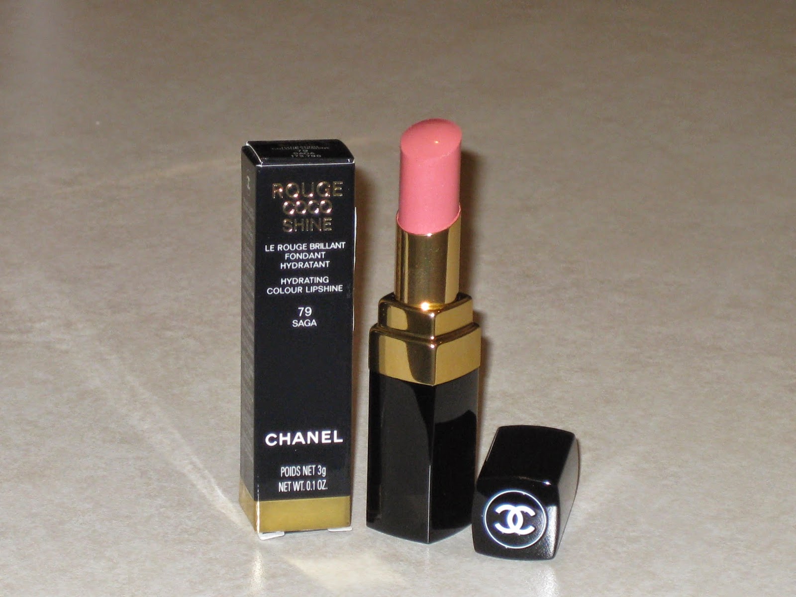 Chanel Rouge Coco Shine in "Saga 79" .