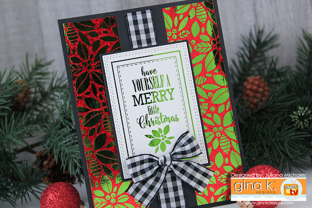 Merry Christmas Card by Juliana Michaels featuring Gina K. Designs Foil-Mates™ and Fancy Foils Scraps