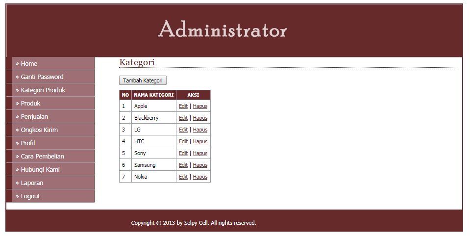 Free Download Source Code Website Penjualan Handphone (E