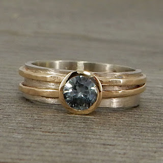 two tone sapphire engagement ring