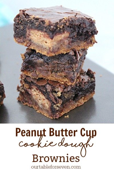 Peanut Butter Cup Cookie Dough Brownies from Table for Seven 