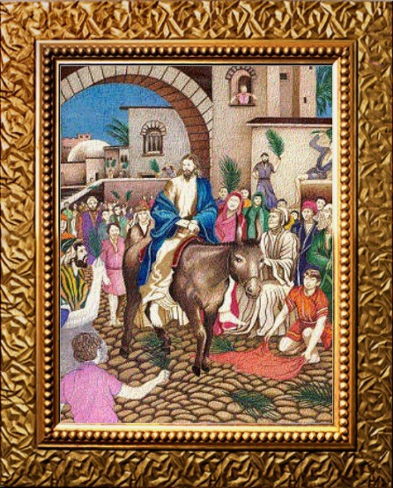 Jesus Christ riding into Jerusalam
