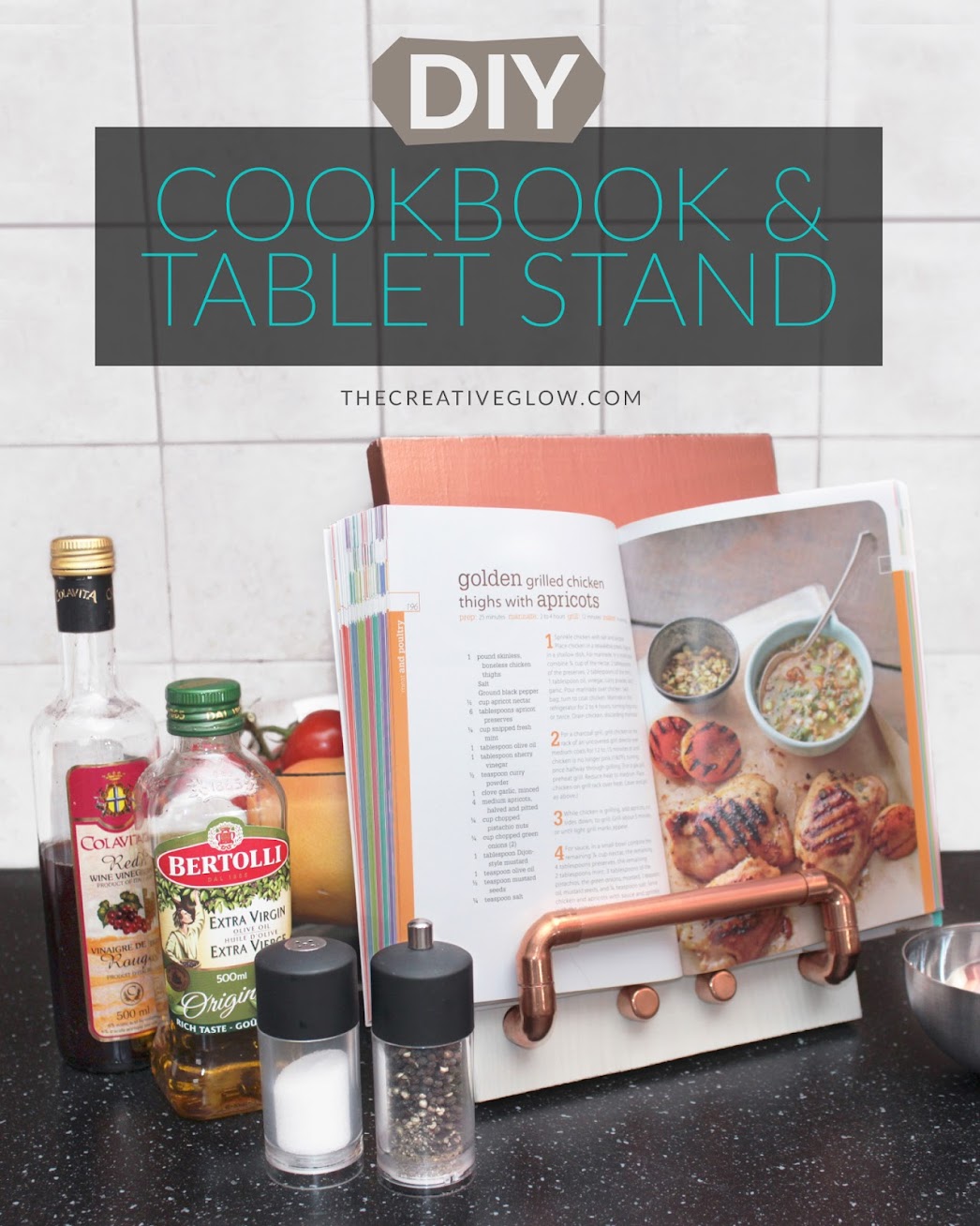 DIY Cookbook & Tablet Stand Copper & Wood The Creative Glow DIY