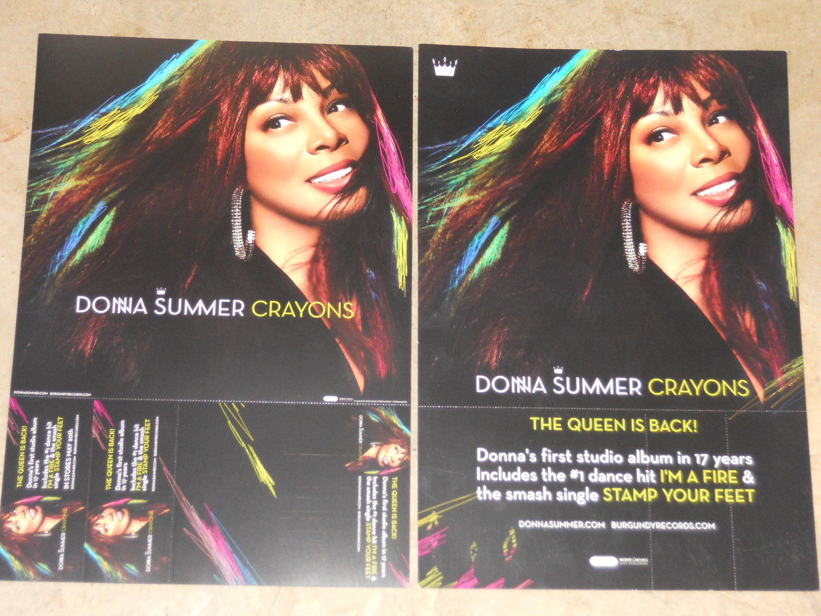 Donna Summer,Queen of Disco DONNA SUMMER "CRAYONS" 12"x18" TWOSIDED