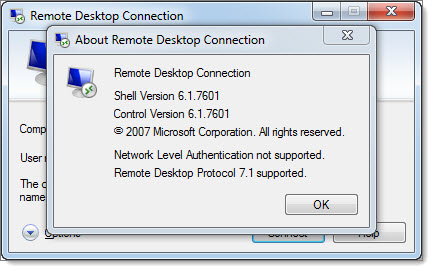 windows 7 rdp authentication error