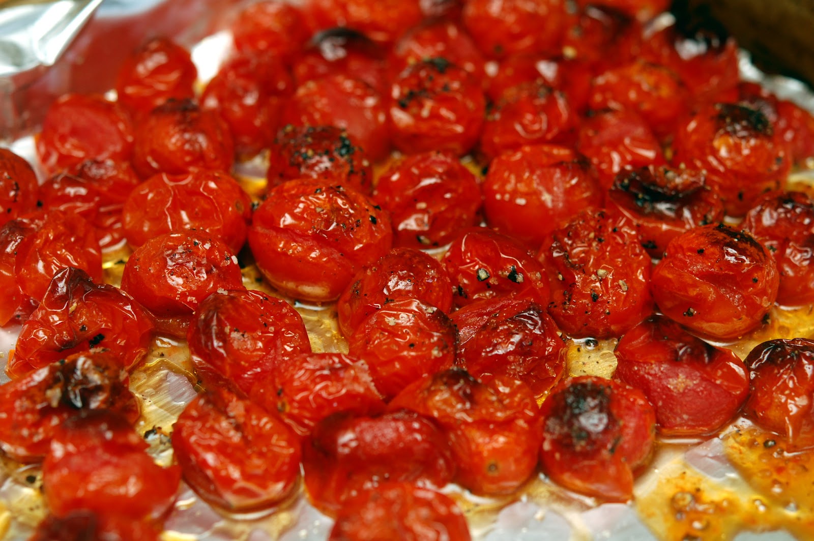 ROASTED GRAPE TOMATOES WITH FRESHLY SLICED PARMESAN CHEESE Hugs and