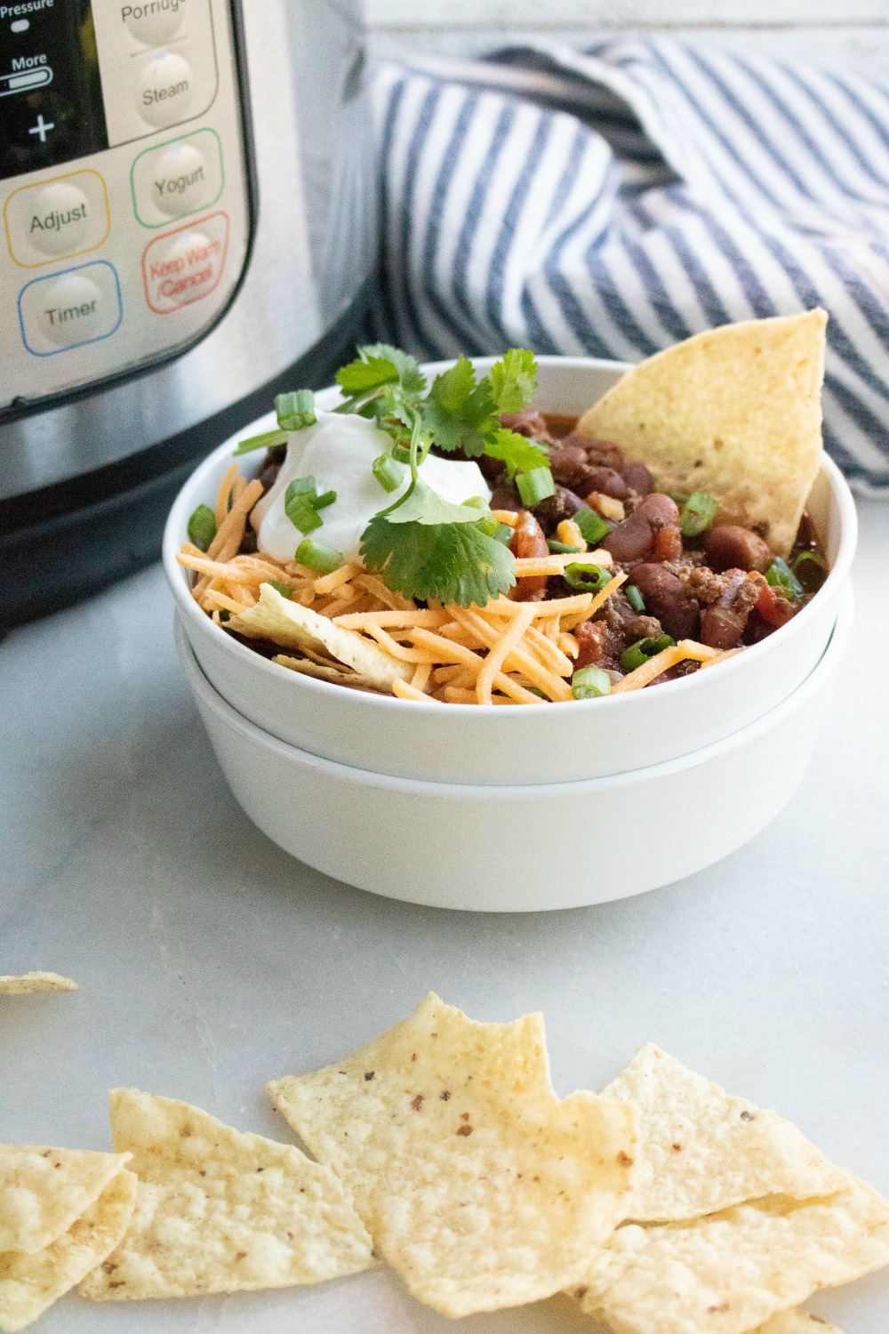 Instant Pot Beef and Bean Chili made with Dry Beans