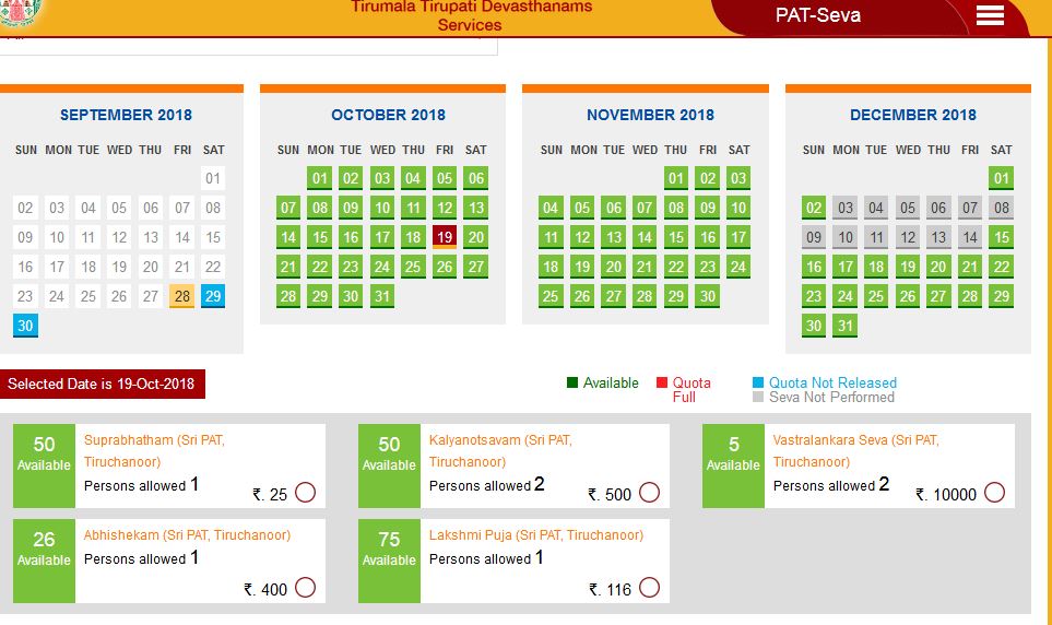 Ttd Kalyanotsavam Tickets Availability Chart 2018