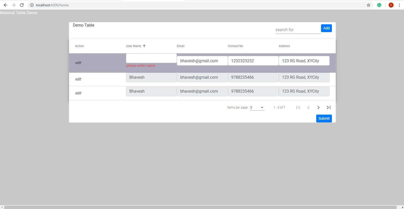 Angular Inline Editing And Validation With Material Table And Template