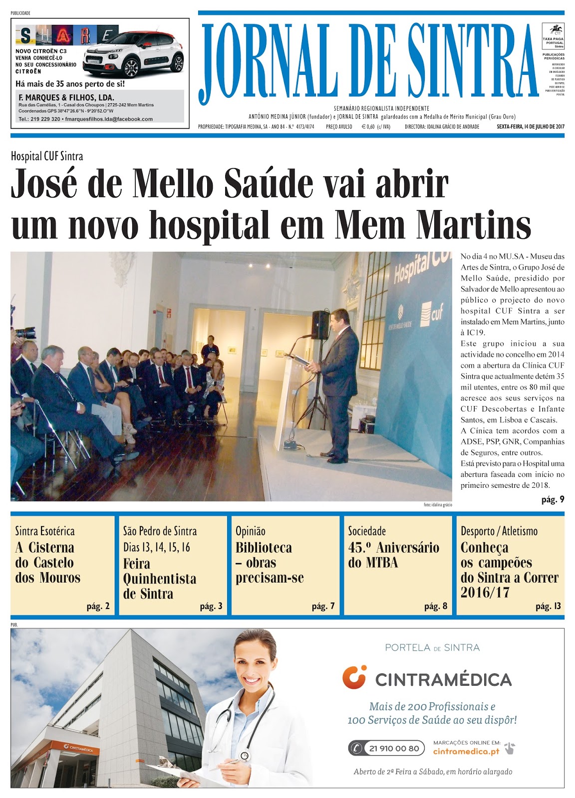 Capa da edição de 14-07-2017 Capa da edição de 14-07-2017