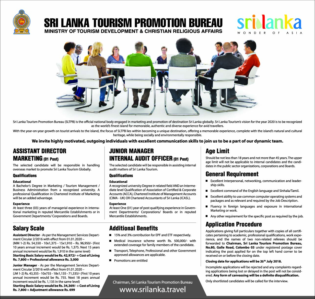 sri lanka tourist board vacancies 2022