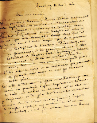 Brief d.d. 10-04-1862 van Julius von Haeften aan zijn neef in Antwerpen