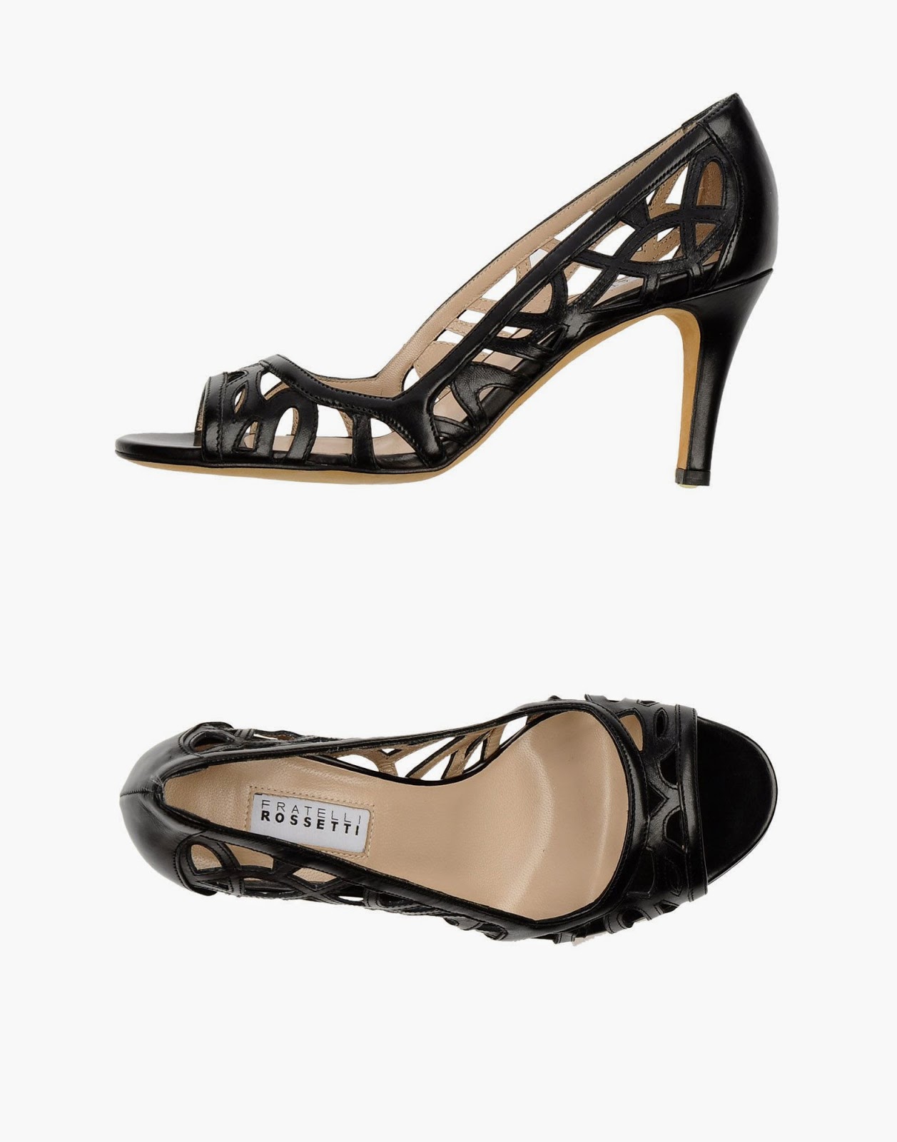 Sexy lace cutout leather heels