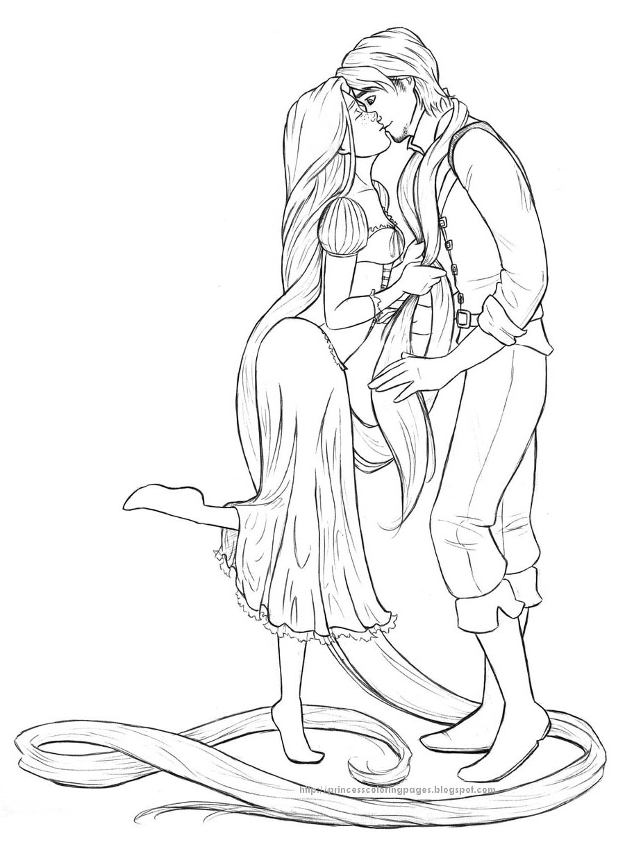 tangled coloring pages prince and princess - photo #3