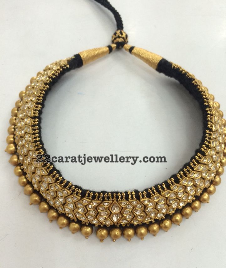 Polki Stones Tussi Necklaces - Jewellery Designs
