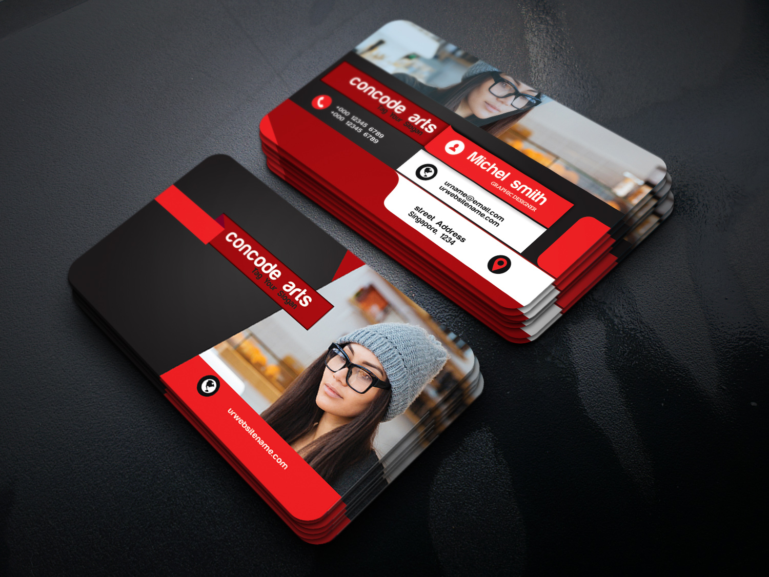Red colour Business cards vol 67 Creative free cards templates