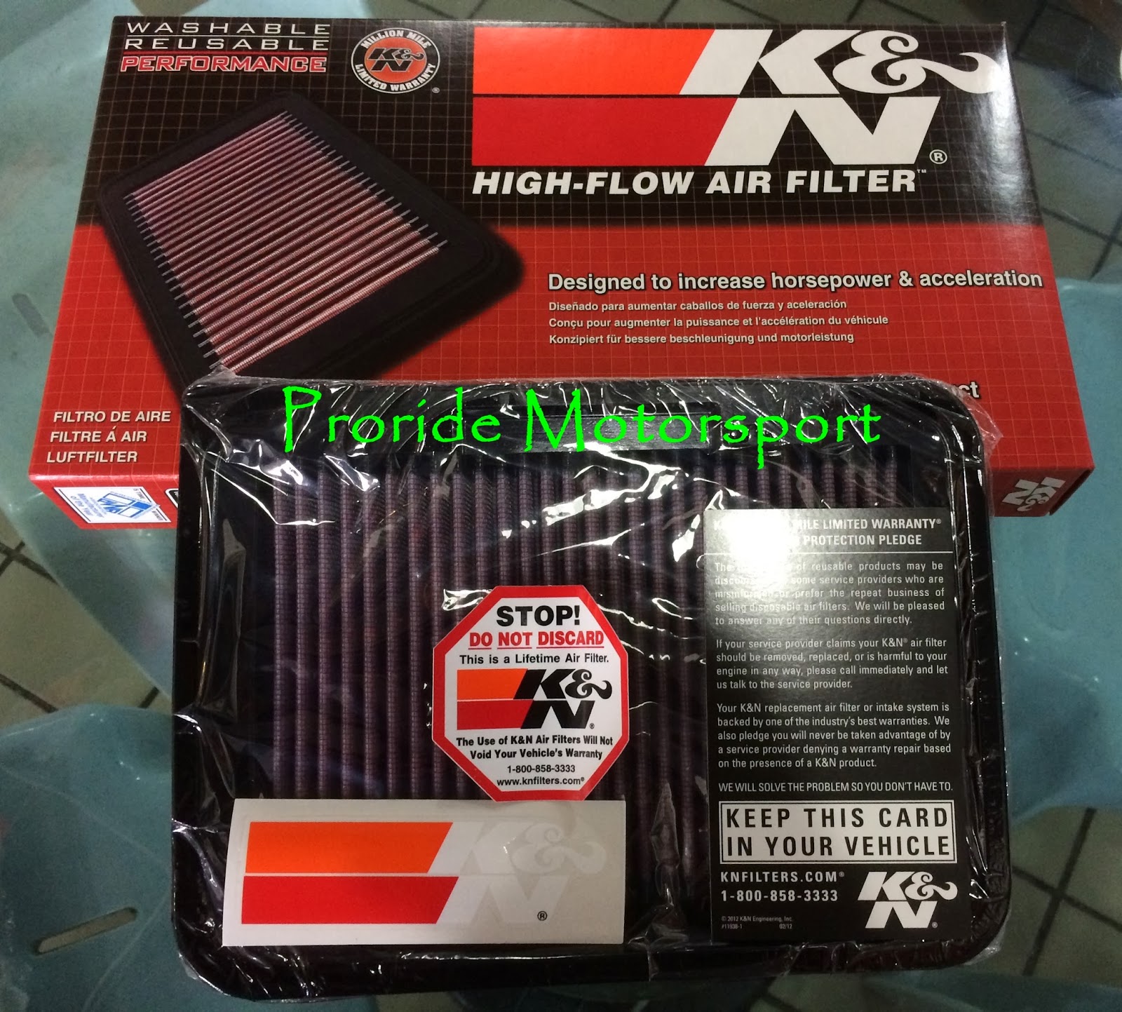 Proride Motorsports K & N HighFlow Air Filter for NEW Toyota Wish 1.