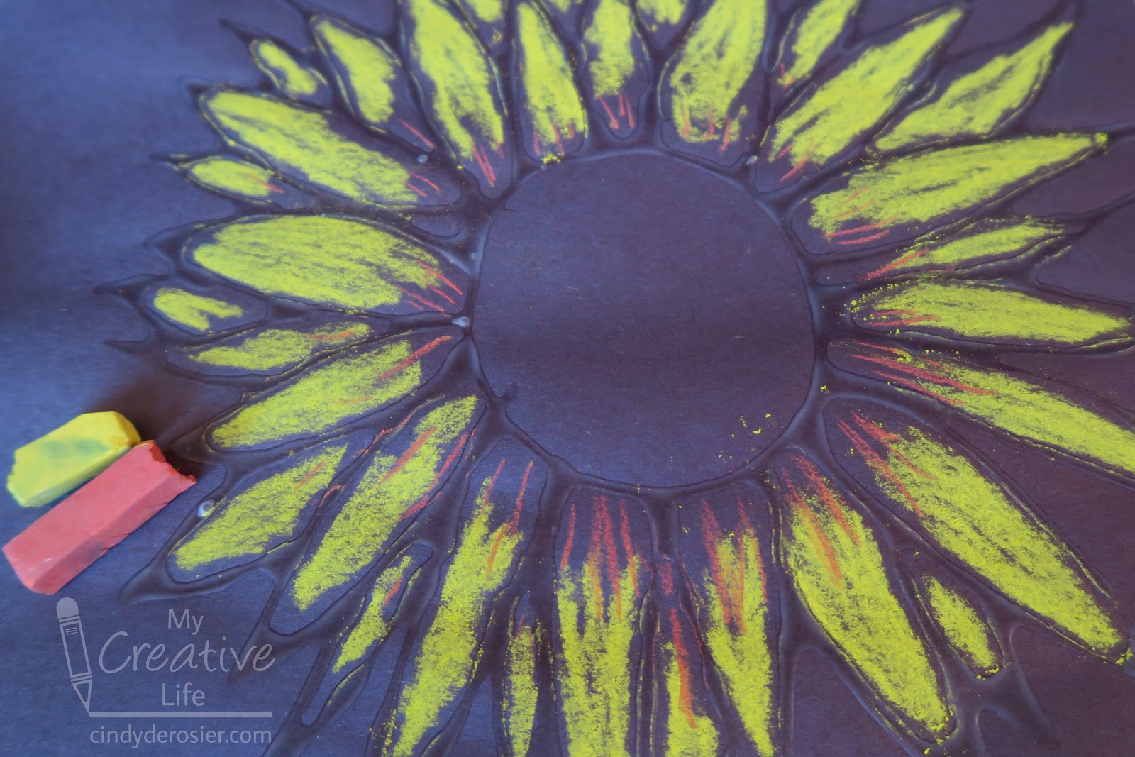 Cindy deRosier My Creative Life GlueResist Sunflower (Or, Look for
