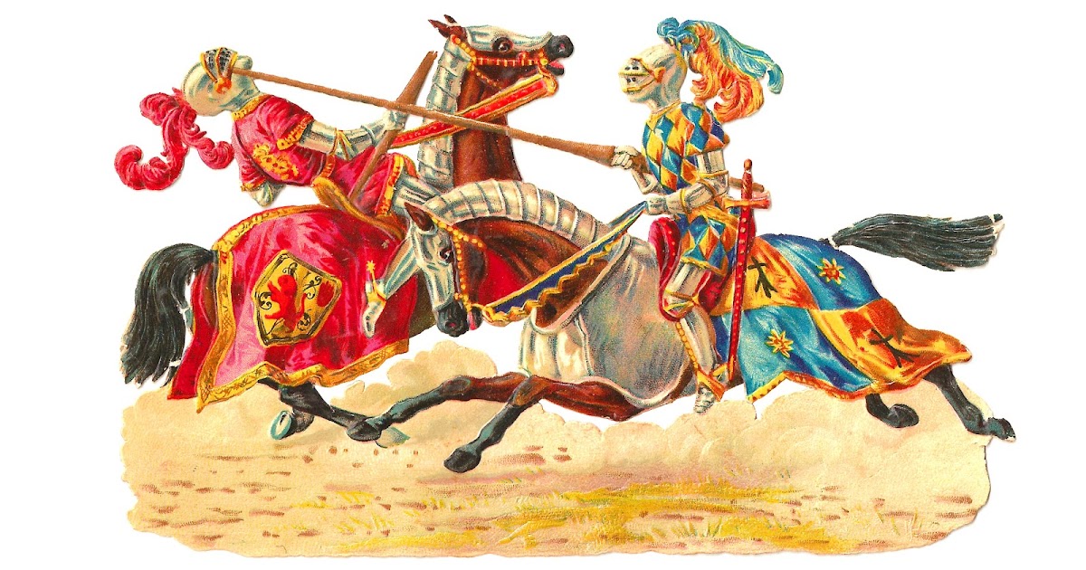 Antique Images: Free Antique Graphic: Medieval Jousting Clip Art