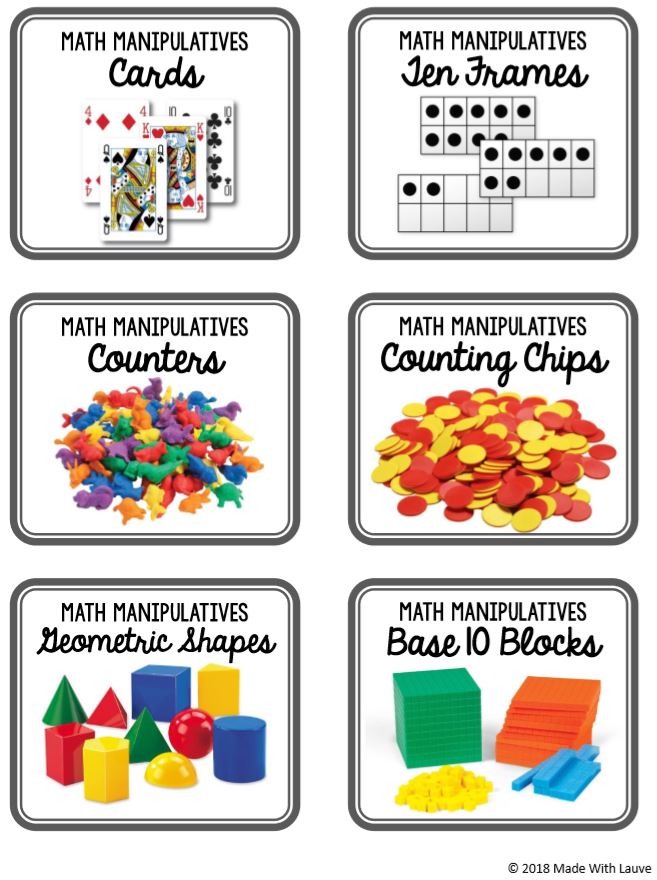 KinderTastic Math Manipulatives Labels