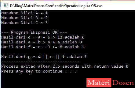 3 Macam Operator Logika C Lengkap Contoh Program Materi Dosen