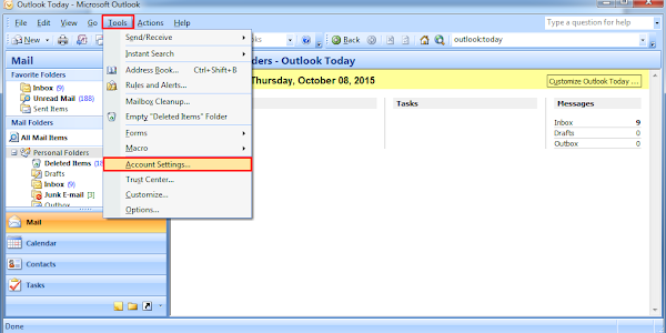 How to set password on outlook profile