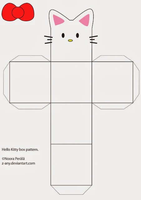 Fiesta de Hello Kitty: Caja Cubo para Imprimir Gratis.