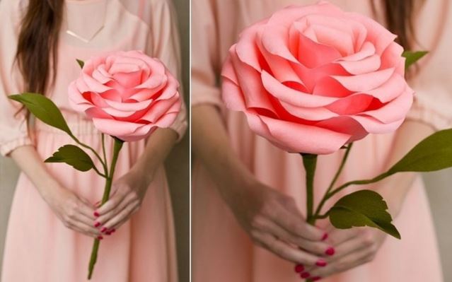 Cách làm hoa hồng bằng giấy bìa cứng