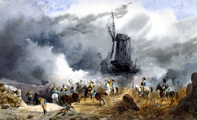 Windmill at Quatre Bras during the Battle of Waterloo by Carle Vernet (c1815-36) © Trustees of the British Museum