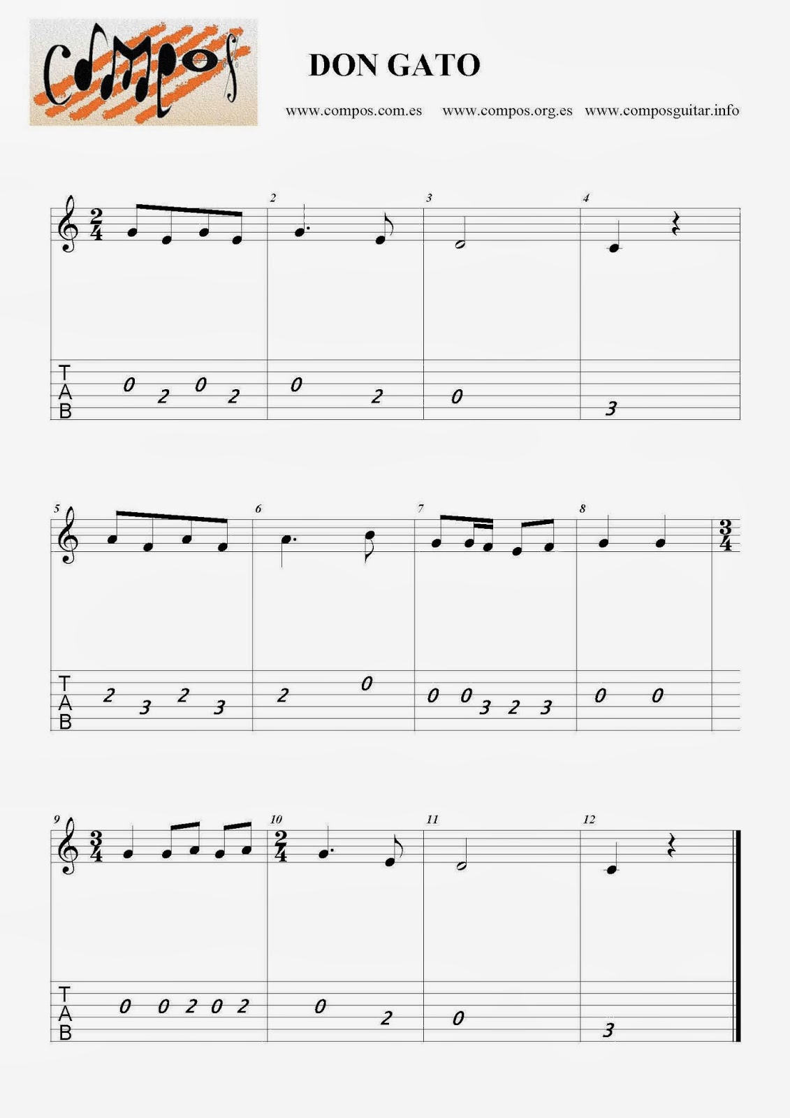 Música y piano. Todo sobre música.: Melodías fáciles para guitarra