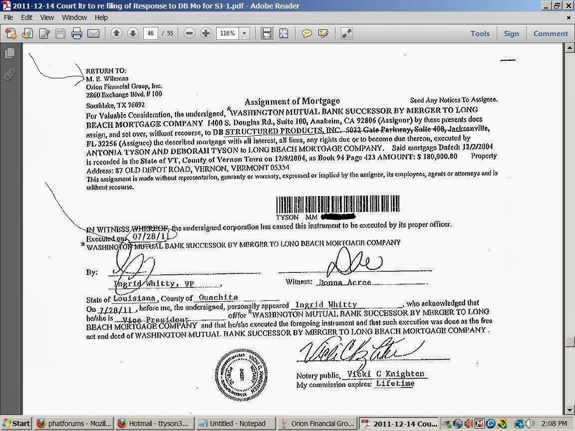 Assignment of mortgage example picture