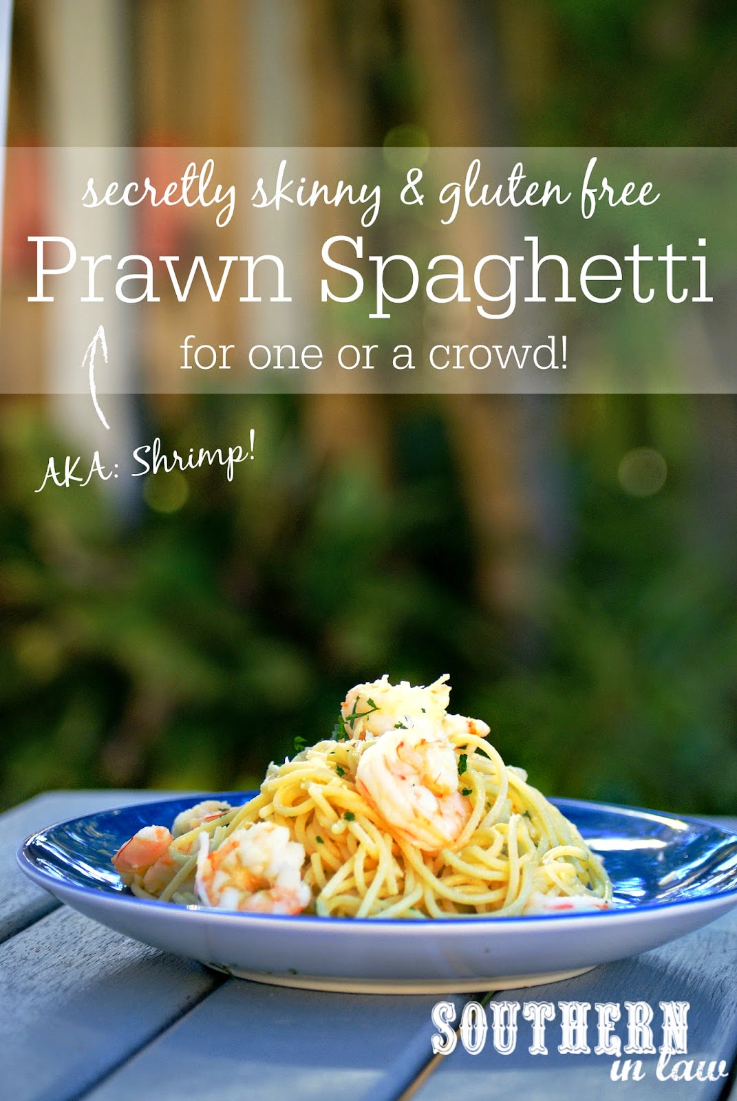 Lightened Up Shrimp Spaghetti Recipe - gluten free, low fat, clean eating friendly, healthy spaghetti recipe