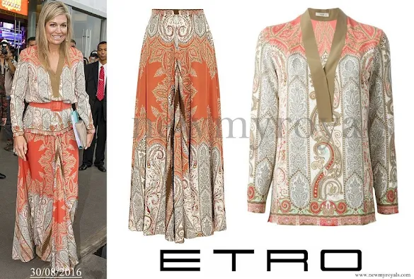 Queen Maxima wore Etro Multicolor Paisley Printed Skirt and Blouse
