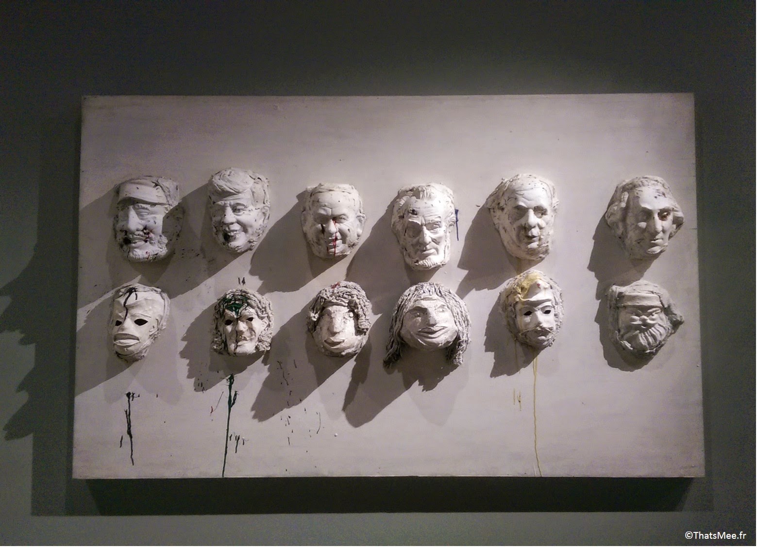 Niki de Sain-Phalle heads of state tableau modelage des visages des présidents américain et russe années 1960, Niki de Saint Phalle Grand Palais Paris expo