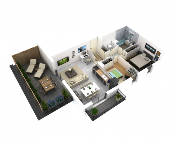 Denah Rumah Minimalis 3D Denah Rumah Minimalis 3D