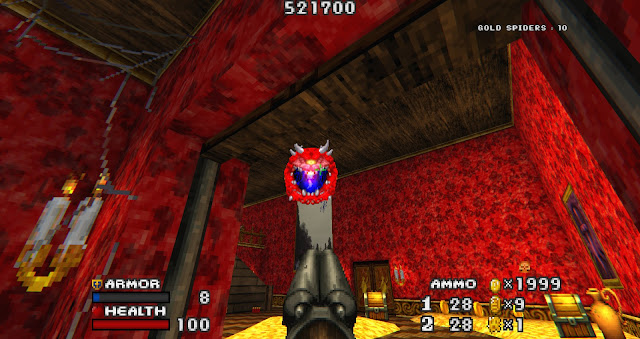 Doom - The Golden Souls 2 - Shooting at a Cacodemon with a hunting shotgun