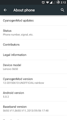 Lenovo S650 Cyanogen Mod 12[5.0.2]
