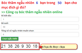 Công cụ chọn số ngẫu nhiên online 