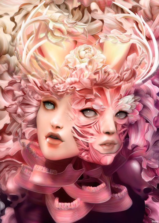 As surreais, fantásticas e orgânicas ilustrações de mulheres de Alfonso Elola Alfonso Elola deviantart ilustrações mulheres surreais fantasia corpos orgânicos anatomia