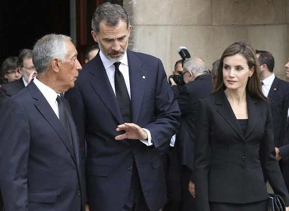 King Felipe, Queen Letizia and Portugal's President Marcelo Rebelo de Sousa attend a mass for the victims of Barcelona