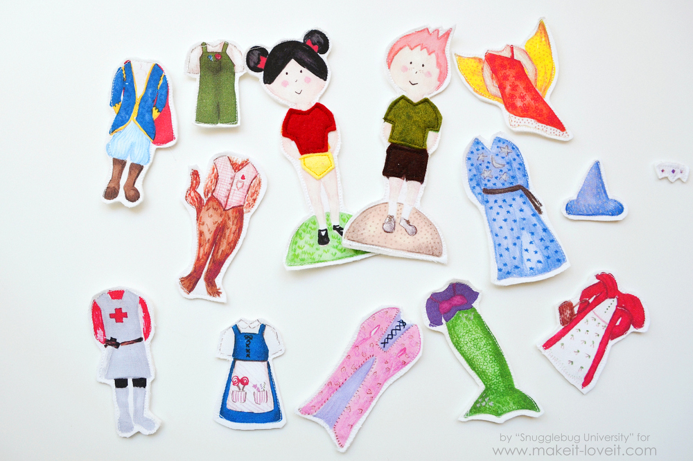 Snugglebug University: Fabric Printable Dress-Up Dolls